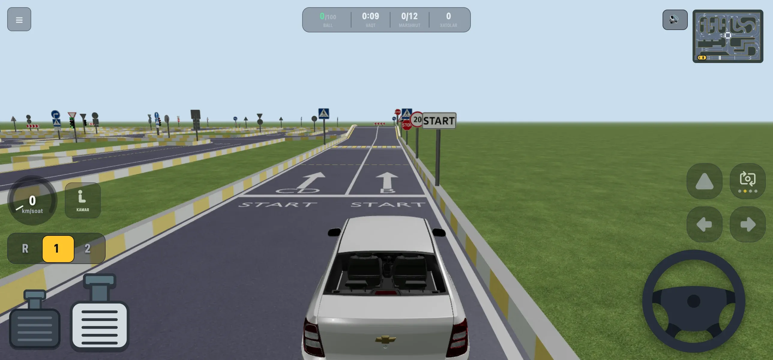 3D avtodrom simulyatori: START chizig'idagi mashina