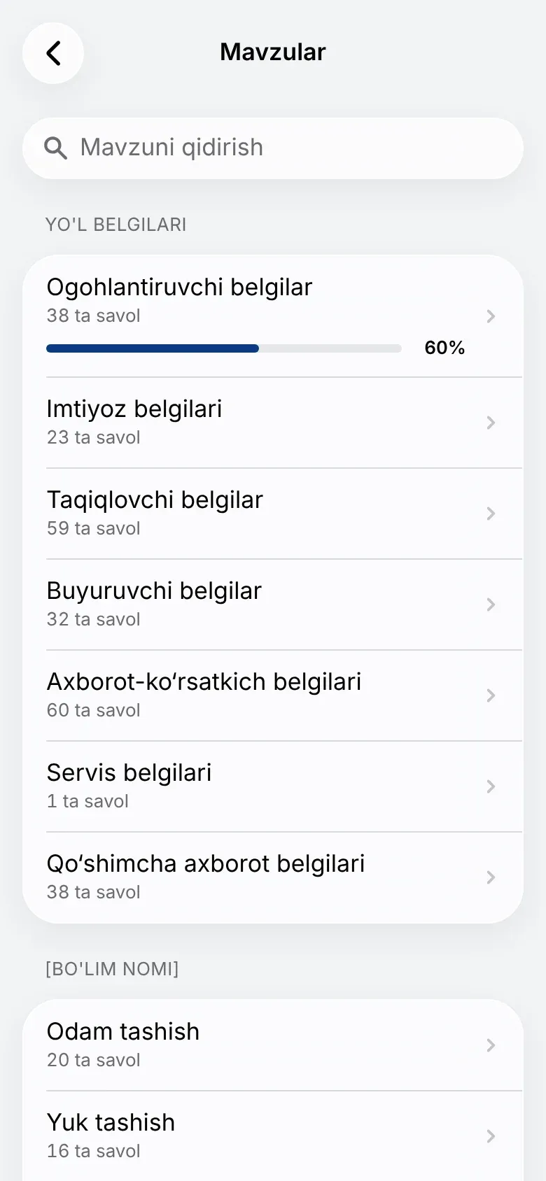 Mavzular ro'yxati